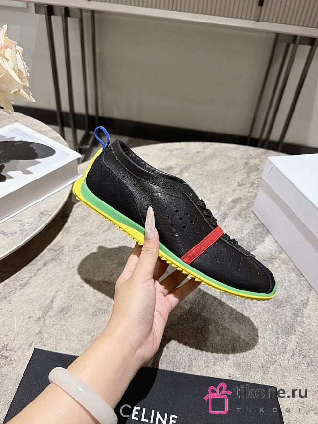 Celine Soft Sneaker In Stretch Lambskin, Suede Calfskin And Lambskin Black/Yellow - 1