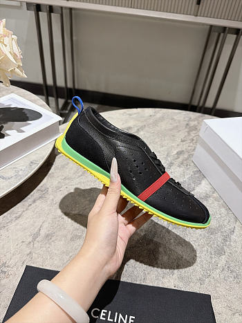 Celine Soft Sneaker In Stretch Lambskin, Suede Calfskin And Lambskin Black/Yellow