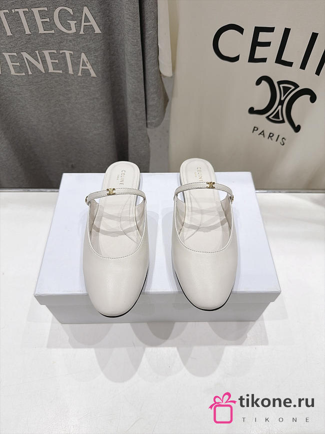 Celine Macaron Mule In Goatskin White - 1