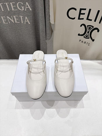 Celine Macaron Mule In Goatskin White