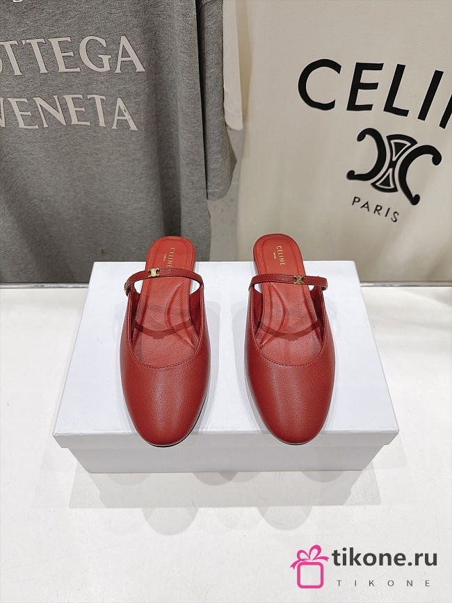 Celine Macaron Mule In Goatskin Red - 1