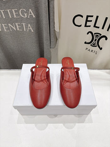 Celine Macaron Mule In Goatskin Red