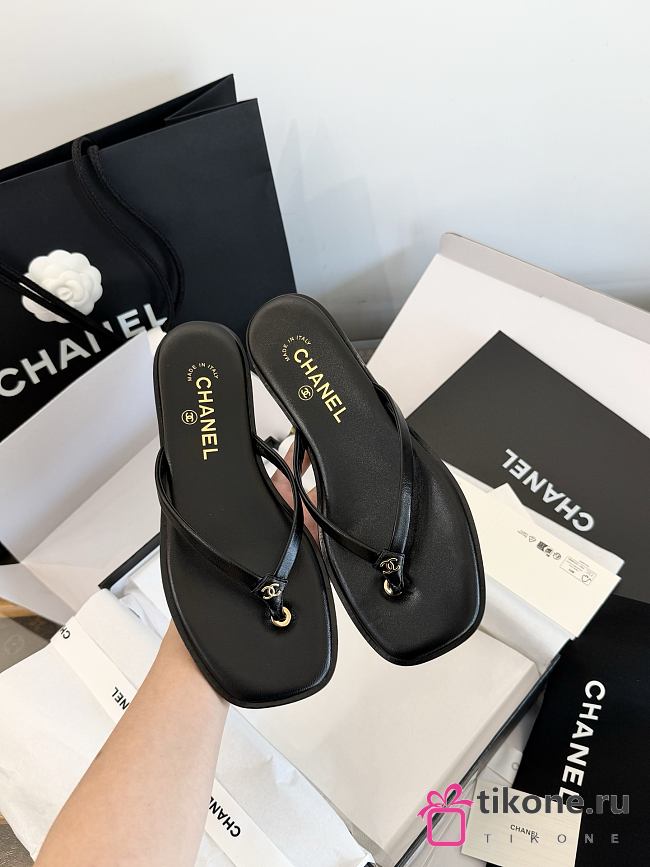 Chanel Thongs Lambskin Black 28027 - 1