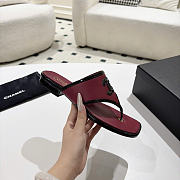 Chanel Thongs Lambskin & Patent Calfskin Burgundy & Black G47522 - 6