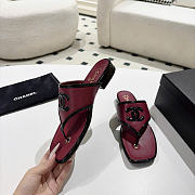 Chanel Thongs Lambskin & Patent Calfskin Burgundy & Black G47522 - 5