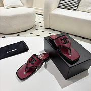 Chanel Thongs Lambskin & Patent Calfskin Burgundy & Black G47522 - 4