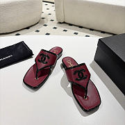 Chanel Thongs Lambskin & Patent Calfskin Burgundy & Black G47522 - 3