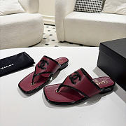 Chanel Thongs Lambskin & Patent Calfskin Burgundy & Black G47522 - 2