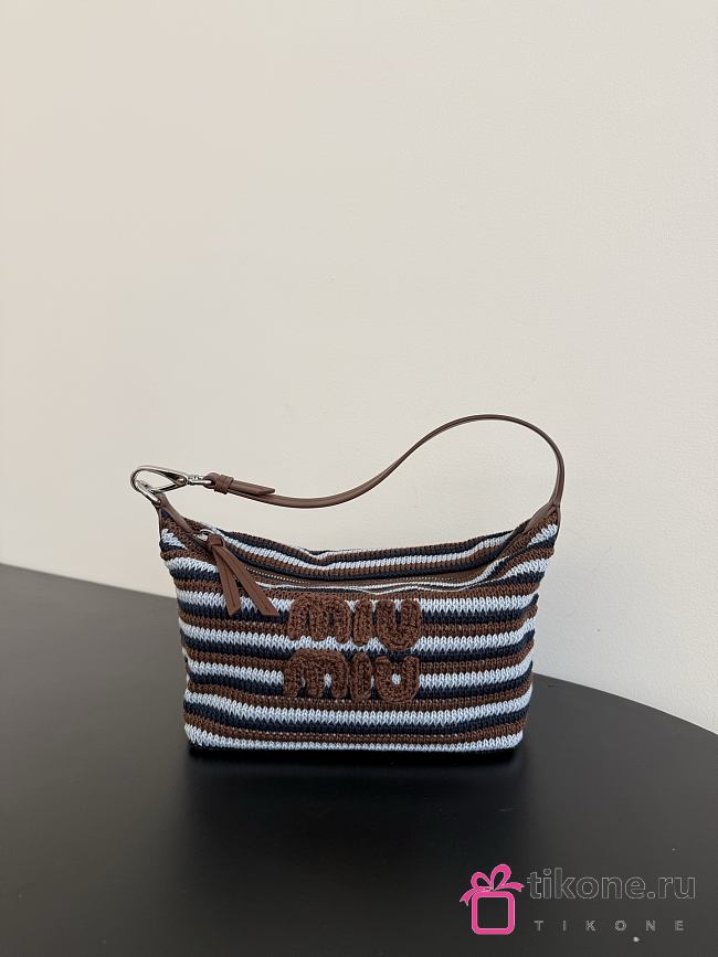 Miumiu Spirit Crochet Pouch Cocoa Brown/Celeste 5NE841 - 1