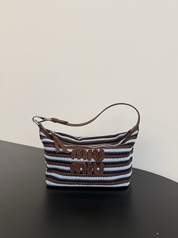 Miumiu Spirit Crochet Pouch Cocoa Brown/Celeste 5NE841