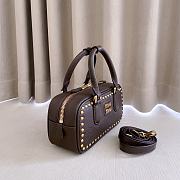 Miumiu Arcadie Studded Leather Bag Dark Brown 5BB142 - 22x10.5x7.5cm - 2