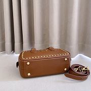 Miumiu Arcadie Studded Leather Bag Brown 5BB142 - 22x10.5x7.5cm - 5