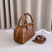 Miumiu Arcadie Studded Leather Bag Brown 5BB142 - 22x10.5x7.5cm - 3
