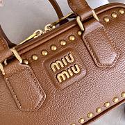 Miumiu Arcadie Studded Leather Bag Brown 5BB142 - 22x10.5x7.5cm - 2