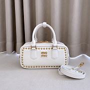 Miumiu Arcadie Studded Leather Bag White 5BB142 - 22x10.5x7.5cm - 1