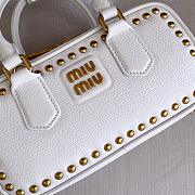 Miumiu Arcadie Studded Leather Bag White 5BB142 - 22x10.5x7.5cm - 5