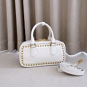 Miumiu Arcadie Studded Leather Bag White 5BB142 - 22x10.5x7.5cm - 2
