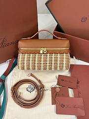 Loro Piana Extra Pocket L19 East West Wicker Rattan Brown - 19x12x7cm - 1