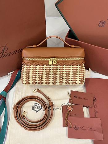 Loro Piana Extra Pocket L19 East West Wicker Rattan Brown - 19x12x7cm