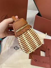 Loro Piana Extra Pocket L19 East West Wicker Rattan Brown - 19x12x7cm - 5
