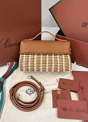 Loro Piana Extra Pocket L19 East West Wicker Rattan Brown - 19x12x7cm - 4