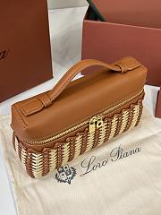 Loro Piana Extra Pocket L19 East West Wicker Rattan Brown - 19x12x7cm - 2