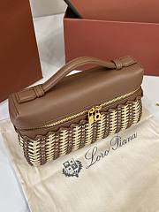 Loro Piana Extra Pocket L19 East West Wicker Rattan Dark Brown - 19x12x7cm - 4