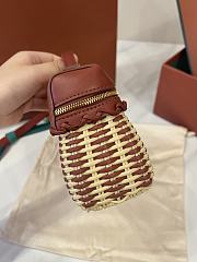 Loro Piana Extra Pocket L19 East West Wicker Rattan Burgundy - 19x12x7cm - 6