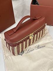 Loro Piana Extra Pocket L19 East West Wicker Rattan Burgundy - 19x12x7cm - 4
