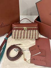 Loro Piana Extra Pocket L19 East West Wicker Rattan Burgundy - 19x12x7cm - 3