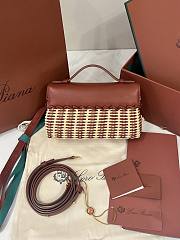 Loro Piana Extra Pocket L19 East West Wicker Rattan Burgundy - 19x12x7cm - 2