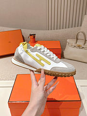 Hermes Jet Sneaker Nappa Leather and Suede Goatskin Multicolore Jaune D'orge - 3
