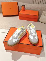 Hermes Jet Sneaker Nappa Leather and Suede Goatskin Multicolore Jaune D'orge - 6