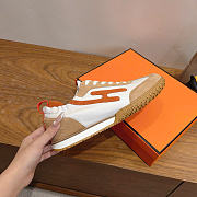 Hermes Jet Sneaker Nappa Leather and Suede Goatskin Multicolore Orange Canyon - 3