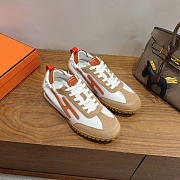 Hermes Jet Sneaker Nappa Leather and Suede Goatskin Multicolore Orange Canyon - 5