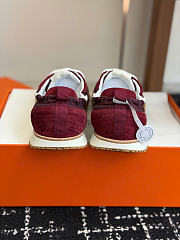 Hermes Jet Sneaker Parachute Fabric and Suede Goatskin Rose Lie De Vin/Blanc - 6