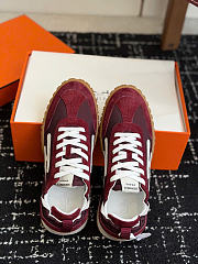 Hermes Jet Sneaker Parachute Fabric and Suede Goatskin Rose Lie De Vin/Blanc - 2