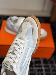 Hermes Jet Sneaker Parachute Fabric and Suede Goatskin Gris Arctique/Blanc - 6