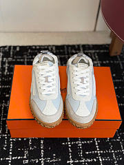 Hermes Jet Sneaker Parachute Fabric and Suede Goatskin Gris Arctique/Blanc - 5