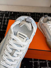 Hermes Jet Sneaker Parachute Fabric and Suede Goatskin Gris Arctique/Blanc - 3