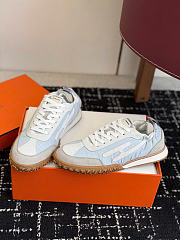 Hermes Jet Sneaker Parachute Fabric and Suede Goatskin Gris Arctique/Blanc - 2