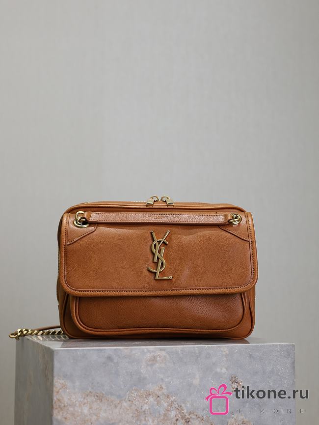 YSL Niki Medium Calfskin Camera Shoulder Bag Camel - 28x20x8.5cm - 1