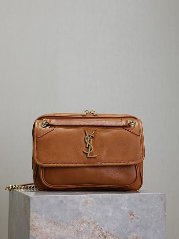 YSL Niki Medium Calfskin Camera Shoulder Bag Camel - 28x20x8.5cm