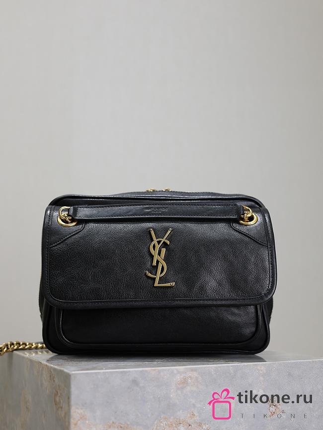 YSL Niki Medium Calfskin Camera Shoulder Bag Black - 28x20x8.5cm - 1