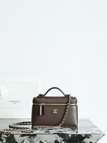 Chanel Vanity with Chain Grained Calfskin & Gold-Tone Metal Chocolate - 19.5x17x5cm