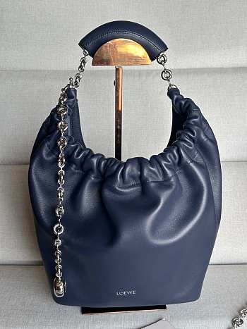 Loewe Small Squeeze Navy Bag - 29x24x10.5cm