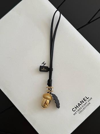 Chanel Mini Bag Charm Gold-Tone Metal & Lambskin Golden & Black AP5367 - 24x3x3cm