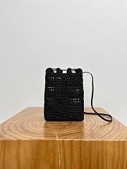 Loewe Drawstring Pocket In Raffia Black - 21x16x1cm - 4