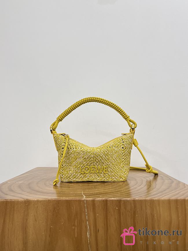 Loewe Cala Mini Bag in Melange Raffia Mustard - 26x13x10cm - 1