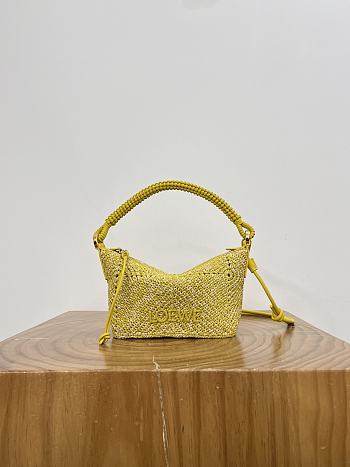 Loewe Cala Mini Bag in Melange Raffia Mustard - 26x13x10cm